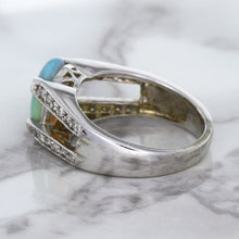 Load image into Gallery viewer, 1.65ct Oval Opal Ring with Diamond Accents in 14K White Gold