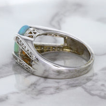 Load image into Gallery viewer, 1.65ct Oval Opal Ring with Diamond Accents in 14K White Gold
