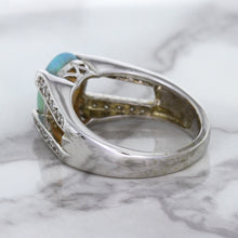 Load image into Gallery viewer, 1.65ct Oval Opal Ring with Diamond Accents in 14K White Gold