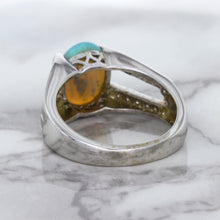 Load image into Gallery viewer, 1.65ct Oval Opal Ring with Diamond Accents in 14K White Gold