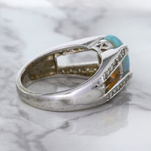 Load image into Gallery viewer, 1.65ct Oval Opal Ring with Diamond Accents in 14K White Gold