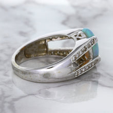 Load image into Gallery viewer, 1.65ct Oval Opal Ring with Diamond Accents in 14K White Gold