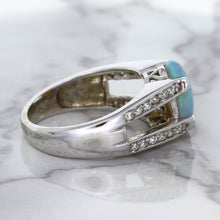 Load image into Gallery viewer, 1.65ct Oval Opal Ring with Diamond Accents in 14K White Gold