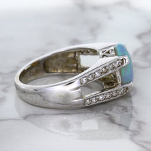 Load image into Gallery viewer, 1.65ct Oval Opal Ring with Diamond Accents in 14K White Gold