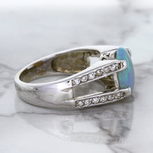 Load image into Gallery viewer, 1.65ct Oval Opal Ring with Diamond Accents in 14K White Gold
