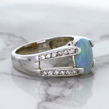 Load image into Gallery viewer, 1.65ct Oval Opal Ring with Diamond Accents in 14K White Gold