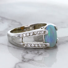 Load image into Gallery viewer, 1.65ct Oval Opal Ring with Diamond Accents in 14K White Gold