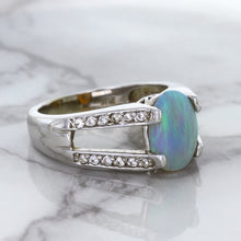 Load image into Gallery viewer, 1.65ct Oval Opal Ring with Diamond Accents in 14K White Gold