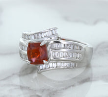 Load image into Gallery viewer, 1.80ct Cushion Ruby Ring with Diamond Accents in 18K White Gold