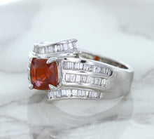 Load image into Gallery viewer, 1.80ct Cushion Ruby Ring with Diamond Accents in 18K White Gold