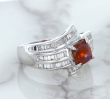 Load image into Gallery viewer, 1.80ct Cushion Ruby Ring with Diamond Accents in 18K White Gold