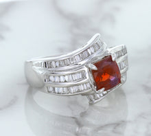 Load image into Gallery viewer, 1.80ct Cushion Ruby Ring with Diamond Accents in 18K White Gold