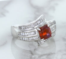 Load image into Gallery viewer, 1.80ct Cushion Ruby Ring with Diamond Accents in 18K White Gold