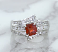 Load image into Gallery viewer, 1.80ct Cushion Ruby Ring with Diamond Accents in 18K White Gold