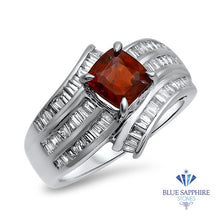 Load image into Gallery viewer, 1.80ct Cushion Ruby Ring with Diamond Accents in 18K White Gold