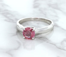 Load image into Gallery viewer, 1.27ct Round Pink Sapphire Ring in 14K White Gold