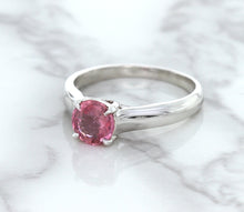Load image into Gallery viewer, 1.27ct Round Pink Sapphire Ring in 14K White Gold