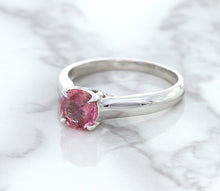 Load image into Gallery viewer, 1.27ct Round Pink Sapphire Ring in 14K White Gold