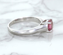 Load image into Gallery viewer, 1.27ct Round Pink Sapphire Ring in 14K White Gold