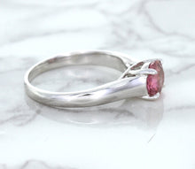 Load image into Gallery viewer, 1.27ct Round Pink Sapphire Ring in 14K White Gold