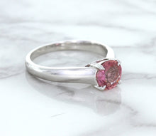 Load image into Gallery viewer, 1.27ct Round Pink Sapphire Ring in 14K White Gold