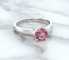 Load image into Gallery viewer, 1.27ct Round Pink Sapphire Ring in 14K White Gold