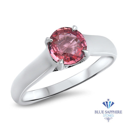 1.27ct Round Pink Sapphire Ring in 14K White Gold