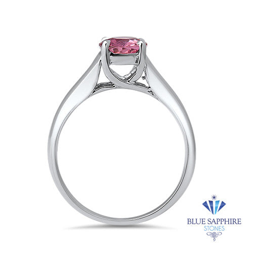 1.27ct Round Pink Sapphire Ring in 14K White Gold