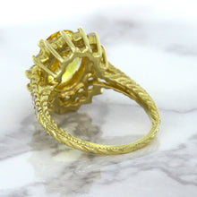 Load image into Gallery viewer, 4.04ct Oval Yellow Sapphire Ring with Diamond Halo in 14K Yellow Gold