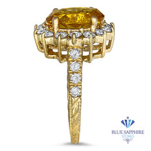 Load image into Gallery viewer, 4.04ct Oval Yellow Sapphire Ring with Diamond Halo in 14K Yellow Gold