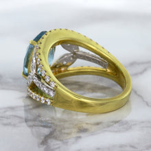 Load image into Gallery viewer, 5.29ct Oval Blue Zircon Ring with Diamond Accents in 18K Yellow Gold