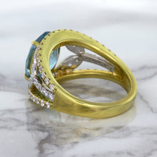 Load image into Gallery viewer, 5.29ct Oval Blue Zircon Ring with Diamond Accents in 18K Yellow Gold