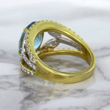 Load image into Gallery viewer, 5.29ct Oval Blue Zircon Ring with Diamond Accents in 18K Yellow Gold