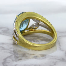 Load image into Gallery viewer, 5.29ct Oval Blue Zircon Ring with Diamond Accents in 18K Yellow Gold