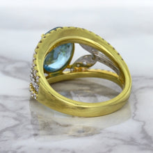 Load image into Gallery viewer, 5.29ct Oval Blue Zircon Ring with Diamond Accents in 18K Yellow Gold