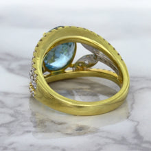 Load image into Gallery viewer, 5.29ct Oval Blue Zircon Ring with Diamond Accents in 18K Yellow Gold
