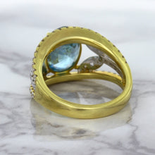 Load image into Gallery viewer, 5.29ct Oval Blue Zircon Ring with Diamond Accents in 18K Yellow Gold
