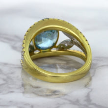 Load image into Gallery viewer, 5.29ct Oval Blue Zircon Ring with Diamond Accents in 18K Yellow Gold