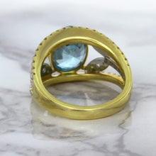 Load image into Gallery viewer, 5.29ct Oval Blue Zircon Ring with Diamond Accents in 18K Yellow Gold