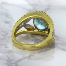 Load image into Gallery viewer, 5.29ct Oval Blue Zircon Ring with Diamond Accents in 18K Yellow Gold