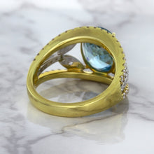 Load image into Gallery viewer, 5.29ct Oval Blue Zircon Ring with Diamond Accents in 18K Yellow Gold