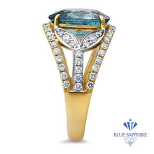 Load image into Gallery viewer, 5.29ct Oval Blue Zircon Ring with Diamond Accents in 18K Yellow Gold