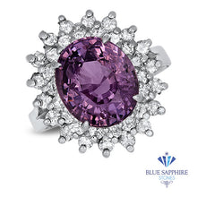 Load image into Gallery viewer, 4.67ct Oval Purple Spinel Ring with Double Diamond Halo in 14K White Gold
