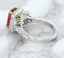 Load image into Gallery viewer, 3.04ct Cushion Ruby Ring with Diamond Halo in 18K White Gold