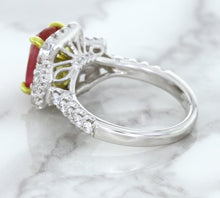 Load image into Gallery viewer, 3.04ct Cushion Ruby Ring with Diamond Halo in 18K White Gold