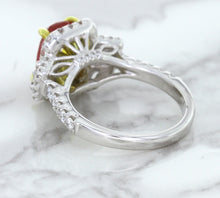 Load image into Gallery viewer, 3.04ct Cushion Ruby Ring with Diamond Halo in 18K White Gold