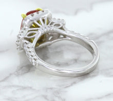 Load image into Gallery viewer, 3.04ct Cushion Ruby Ring with Diamond Halo in 18K White Gold