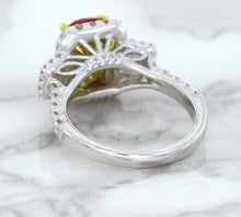 Load image into Gallery viewer, 3.04ct Cushion Ruby Ring with Diamond Halo in 18K White Gold