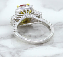 Load image into Gallery viewer, 3.04ct Cushion Ruby Ring with Diamond Halo in 18K White Gold