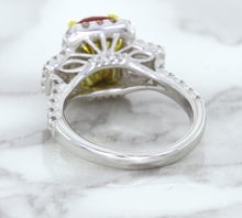Load image into Gallery viewer, 3.04ct Cushion Ruby Ring with Diamond Halo in 18K White Gold
